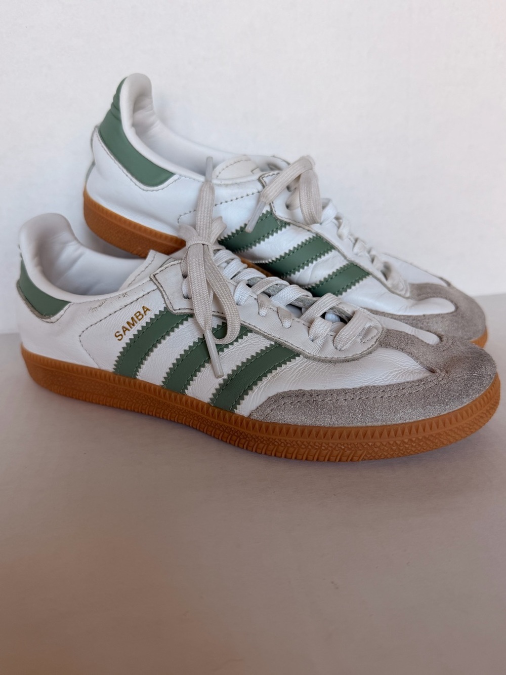 Adidas Samba OG Cloud White Silver Green Gum Sage Kids 2.5